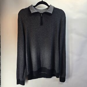 Banana Republic Men's Black and Gray Zip-Up Sweater Large. Silk/cashmere